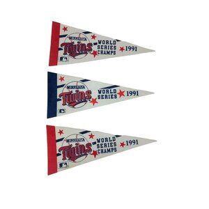 Minnesota Twins World Series Champs 1991 Pennant Flag Lot Of 3 Vtg.